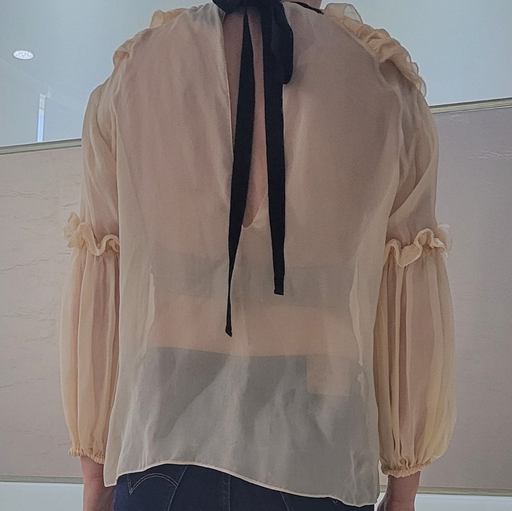 D&G Silk Nude Ruffle Blouse
